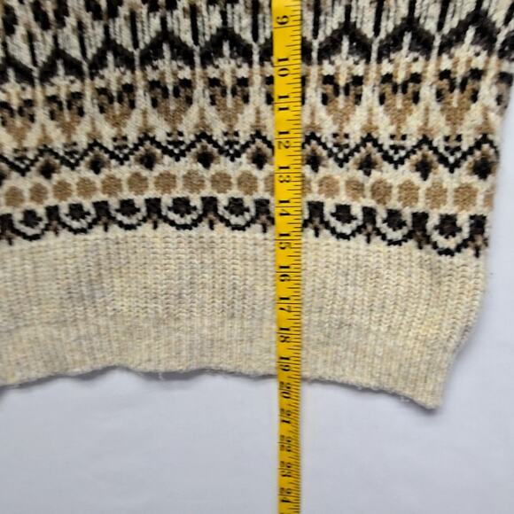Steve Madden Fair Isle Cardigan Beige Black Pattern Knit Women Small Sweater - Picture 13 of 13